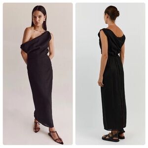 DISSH Cass 100% Linen Asymmetrical Black Dress Size 4